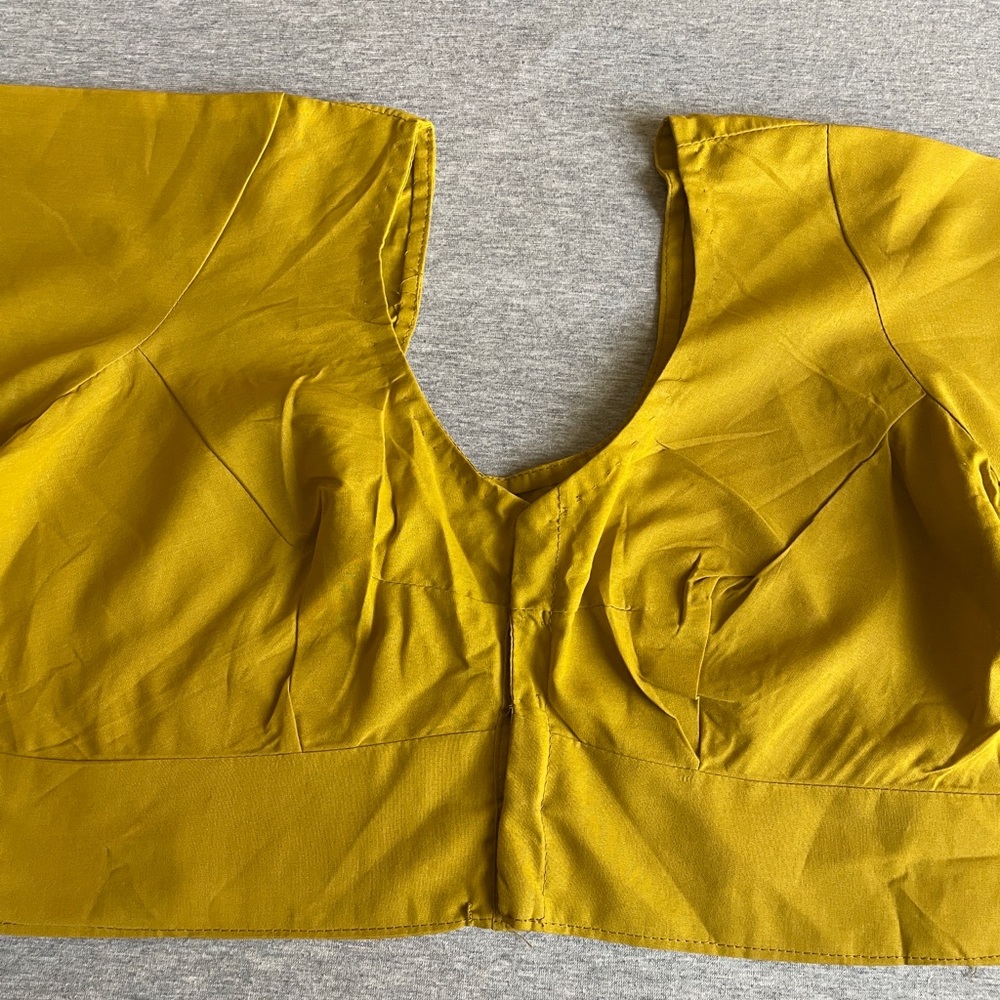 Women's Mustard Yellow V-Neck saree Blouse